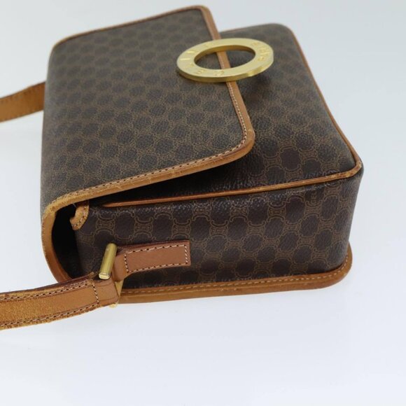 CELINE Macadam Canvas Shoulder Bag PVC Leather Brown - Picture 3 of 16